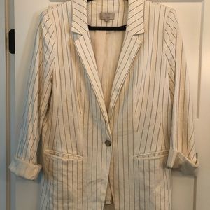 Ann Taylor Loft Linen Striped Blazer